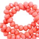Faceted glass beads 3x2mm rondelle Coral red-pearl shine coating